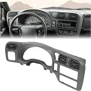 ECOTRIC Dashboard Radio Panel Compatible with 1998-2002 Chevy Chevrolet S10 Blazer GMC Jimmy Dash Trim Bezel Fit Single Din Radio ABS Plastic Gray