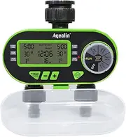 Aqualin Two Outlet Water Hose Timer Garden Watering Computer Electronic Irrigation Controller, Green