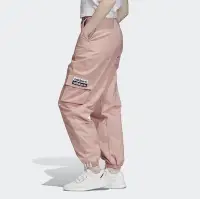 在飛比找Yahoo!奇摩拍賣優惠-Adidas 女生粉色高腰縮口工裝褲S