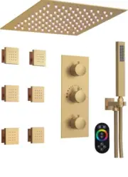 Handheld Shower Head 5-Spray Ceiling Mount 2.5 GPM in Brushed Nickel