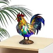 Stained Glass Table Lamp - Rooster Stained Glass Resin Lamp | Retro, Home Decoration, Housewarming for Living Room Bedroom Home Puchen
