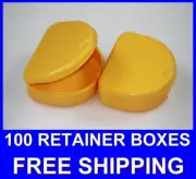 100 Yellow Denture Retainer Box Orthodontic Dental Case Mouth Bleac Brace Teeth.