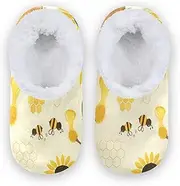 [Caihoyu] Kids Girls Boys Closed Back House Slippers Fuzzy Fleece Anti-Slip Rubber Sole Lightweight House Slipper Socks Home Indoor