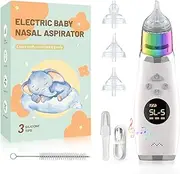 oolong Baby Nasal Aspirator,Electric Nose Sucker for Toddler,Nasal Aspirator Adjustable 5 Modes Suction,Auto Snot & Nose Cleaner Kit with 3 Silicone Tips,Music and Light Soothing Function