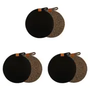 3x 2pc Ladelle Nash Premium Heat-Resistant Trivets Mats Non-Slip Holders Black