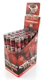 Box of 24 Cyclone Strawberry Clear Pre-Rolled Cones Cigarette Flavoured Papers