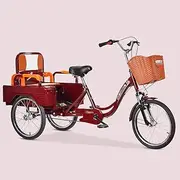 TT-YED City Adult Bicycle, Leisure Tricycle with Double Chain and Solid Tire, Adjustable Tricycle for Seniors, Lightweight Cargo Anti-Rollover Tricycle for Men/Women