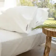 Wholly Grail Organic Percale Cotton Sheet Set Double White