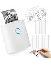 Portable Thermal Sticker Printer: Print Labels Anywhere with 5 Rolls Included!