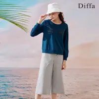 在飛比找momo購物網優惠-【Diffa】直筒七分寬褲-女(長褲)