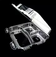 8" x 8" x 3" Clear Hinged Plastic 3-Compartment Take-Out Container REF # PXT-833