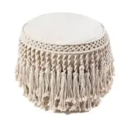 Anji Mountain Pouf 18"x18"x18" Pretty Bird Ivory Oversized Bohemian Light Weight