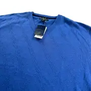 NEW Club Room Men’s Merino Wool V-Neck L/S Pullover Sweater Blue Argyle • XL