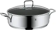 WMF Sauté Pan 28 cm Induction Casserole Dish with Lid 5.0 L Cromargan Stainless Steel Coated, Oven-Safe, High Rim