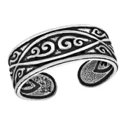 Decorative Balinese Swirl Pattern Sterling Silver Toe or Pinky Ring