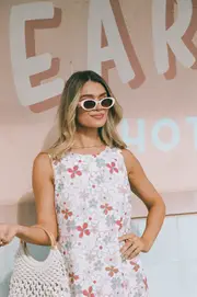 [PUP51] Zoe Mini Dress - Mirabelle Floral S light pink