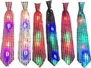 [Miekeits] Light Up Tie LED Necktie LED Light Up Sequin Neckties LED Tie for Fathers Day Party Costume Men Women Boys
