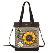 Chala Shoulder Work Tote Detachable Crossbody Strap - Sunflower Brown Stripe NWT