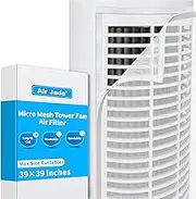 Air Jade Tower Fan Air Filter Screen, Reusable & Washable Micro Mesh Filter for Tower Fans, Easy Cut to Fit, Cover 3 Tower Fans Up to 42", Filter Air Dust, Easy Air Flow, White