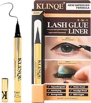 Black Eyeliner Eyelash Glue Liner 3 in 1 Strong, Easy Apply Lash Glue Pen for Strip Lash, Magnetic Eyelashes, Latex Free, Eye Jewelry, Smudge Proof Glue Liner