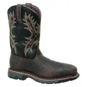 Men's Composite Toe Western Work Boot Waterproof Leather Pull On Brown 11in