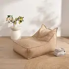 Cadence & Co. Oscar Faux Linen One Seater Bean Bag Lounge Cover Natural