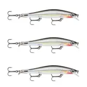 3x Rapala 12cm RipStop Shallow Jerkbait Hard Body Fishing Lures - Silver