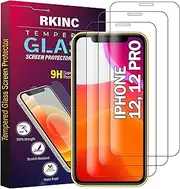 Screen Protector [3-Pack] for iPhone 12 / iPhone 12 Pro 6.1-Inch, RKINC Tempered Glass Film Screen Protector, 0.33mm [LifetimeWarranty][Bubble-Free][Anti-Scratch][Anti-Shatter]