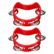 2pcs Tambourine, Jingle Bells Wrist Bells Hand Bell Musical, Red
