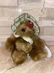 Soft Chosun Plush Teddy Bear Green Hat With Rose 6"