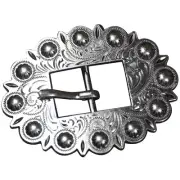 HILASON Set of 8 Screw Back Concho Stainless Steel Ed Leather Belt Floral