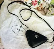 NWT PRADA Mini Triangle Bag , purse, Pouch, Black Nappa leather