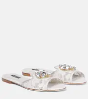 [Dolce & Gabbana] Dolce & Gabbana Bianca embellished lace sandals AU 4 white