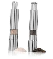 Salt and Pepper Grinder Set of 2,Push Button Grinder Modern Stainless Steel