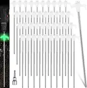 Hicarer 40 Pcs 12 Inch Tent Stakes Screw in Camping Stakes Heavy Duty Metal Spikes Ground Anchor Peg Threaded Tent Spikes with Hex Head Driver for Camping Garden Inflatable (Luminous White)