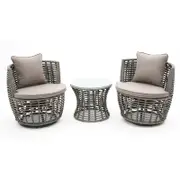 Luca 3 Piece Swivel Chat Set - Grey/Taupe