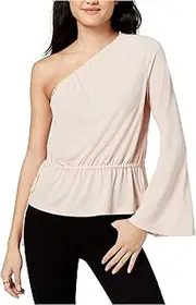 [RACHEL Rachel Roy] Women's One-Shoulder Bell-Sleeved Top Blush Pink Medium