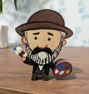 Claude Monet Wooden Figure, Handmade
