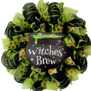 Witches' Brew Cauldron Halloween Deco Mesh Wreath