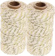2 Metallic Wrapping Rope Colored for Wide Tying Decorative Jute Twine White Present Christmas Craft Christmas Decoration Lanyard Cord Food Bag Binding Straps Bag Ropes Cotton Rope