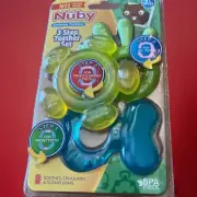 Nuby 3 Step Gum Soothing Teether Set 3+ Months Multicolor BPA Free Baby Chew Toy