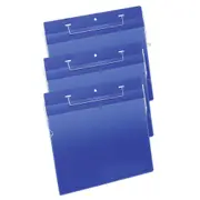 50PK Durable A4 Document Pockets w/Wire Hanger Holder Display Landscape Dark BLU