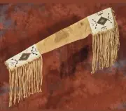 Native Traditional single & Double Barrel Beaded Leather Gun Cover & Friges