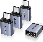 UGREEN 10Gbps USB C to USB Adapter 4 Pack, Aluminum Type C Male to Type A Female Adaptor Thunderbolt 4/3 OTG Converter Compatible with iPhone 15/16, MacBook Air/Pro, Mac mini, iPad, and More(Grey)