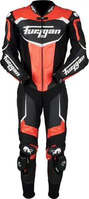 Furygan Overtake, leather suit 1pcs. perforated , color: Black/Red/White , size: 48