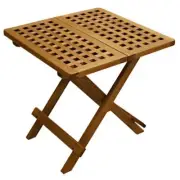 Outdoor Interiors Side Table 19.5" Patio Square Folding Eucalyptus Hardwood