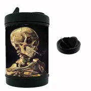 Smoking Skull Design Gogh Black Metal Car Ashtray / Mini Trashcan