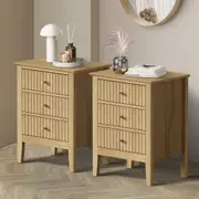 Oikiture Bedside Tables Set of 2 Side End Storage Furniture Nightstand Natural