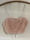 NWT House Of Harlow 1960 Pink Feather Crop Top Sz 8 Rhinestone Straps Party Glam
