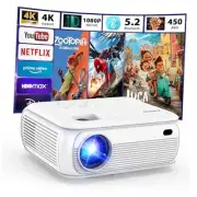 [Smart OS/1080P Native] 4K Projector with WiFi and Bluetooth 1080P Native White